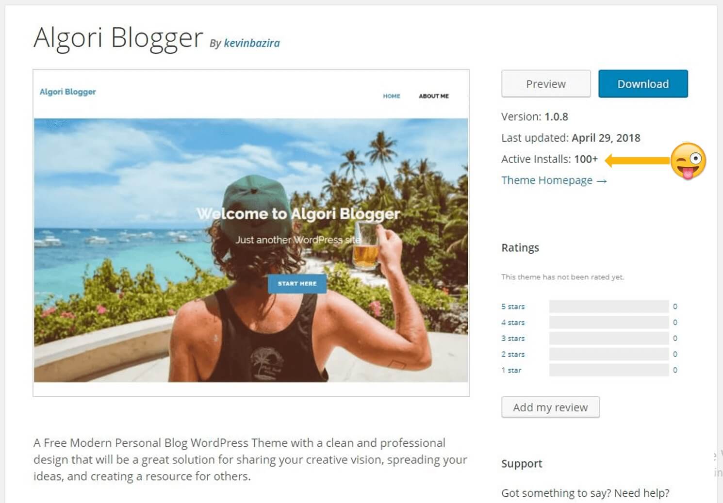 Algori Blogger Page Live in WP Theme Directory